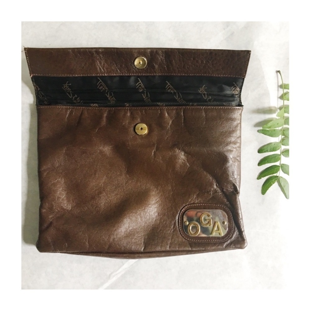 Ruth Saltz Vintage BRN Leather Bag OGA Initials
